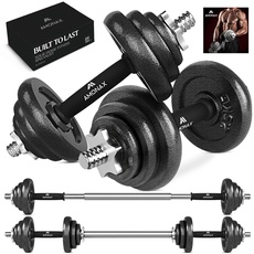 Bild 20KG Verstellbare Hanteln, Hantelset, Kurzhanteln Gewichte Dumbbells Langhantelstange, Gusseisen Weight 10 kg 2er Set männer Frauen, langhanteln Krafttrainingsgeräte für zuhause Gym fitness