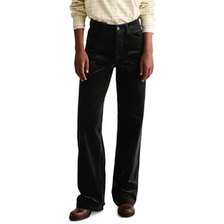 Cordhose MARC O'POLO DENIM "Tomma Wide", Damen, Gr. 29, Länge 32, schwarz, Cord, Obermaterial: 98% Baumwolle, 2% Elasthan, Hosen Cordhose, mit Rippstruktur, aus Bio-Baumwoll-Mix, weites, gerades Bein