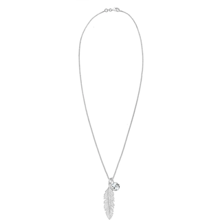 Silberkette ELLI "Halskette Feder Boho Schmuck Geschenk mit Kristallen von Swarovski(R)925 Silber" Gr. 55, silber, Halsketten, Damen, 55, Silber 925 (Sterlingsilber), Silberkette