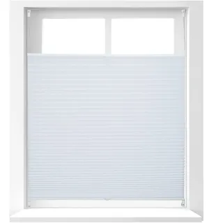 Relaxdays Plissee Rollo ohne Bohren, Klemmfix zum Kleben, Faltrollo lichtdurchlässig, Faltstore, weiß, BxH: 100 x 130 cm