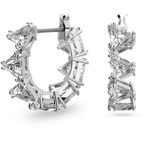 Swarovski Matrix Kreolen, Trilliant-Schliff, Klein, Weiß, Rhodiniert