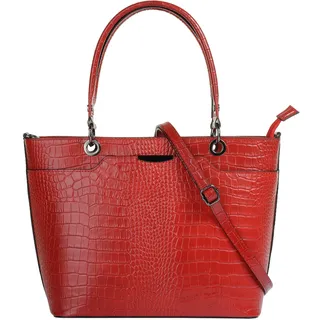 Cluty Henkeltasche CLUTY, Damen, Gr. B/H/T: 30cm x 22cm x 10cm onesize, rot, Leder, Reptilienprägung, Taschen, echt Leder, Made in Italy