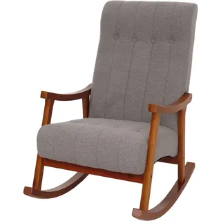MCW Schaukelstuhl K10 Holz MVG Stoff/Textil Bouclé 450g/m2 Grau Gestell Walnuss-Optik
