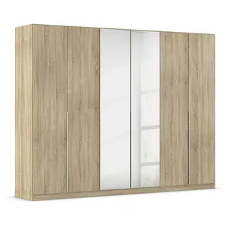 Rauch Möbel Alabama, Kleiderschrank für Schlafzimmer, Kinderzimmer, Wohnzimmer, Garderobe, Flur, 6-türig, Spiegel, mit Zubehör Basic, Farbe Eiche Sonoma, Holz, Breite 271 cm