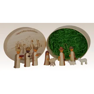 Miniaturfiguren Christi Geburt natur in der Spanschachtel Höhe=13,5cm NEU Holz