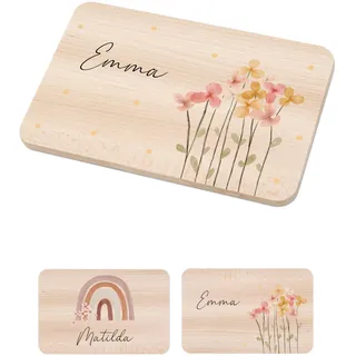 Bärenfreunde Frühstücksbrettchen personalisiert, Kinder Holzbrett Gravur | Schneidebrett, Brettchen, Frühstücksbrett mit Namen, Abschiedsgeschenk Kita Erzieher, Vesperbrett, Geschenk Mädchen