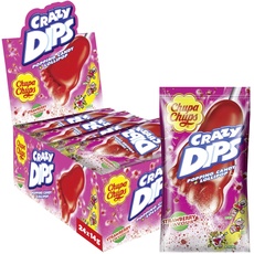 Bild von Crazy Dips Erdbeere, 24er Thekendisplay enthält Erdbeer-Lollis in Fußform mit Brausepulver Knistereffekt, 24 x 14g