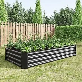Hochbeet Metall,Hochbeet Garten Pflanzkübel Blumenkasten 180x91x30cm Pflanzkasten Terrassen Gemüsebeet Pflanzbeet Verzinktem Hochbeete für Garten Metall Kaufen Cortenstahl Schwarz