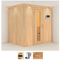 Bild von Sauna »Finja«, (Set), 3,6-kW-Bio-Plug & Play Ofen mit externer Steuerung beige