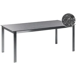 Beliani Gartentisch 180 x 90 x 75 cm Schwarz/Silber Sicherheitsglas/Keramik