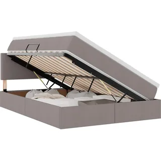 vidaXL Aufbewahrungsbett mit Matratze Taupe 140 x 200 cm Holzwerkstoff - Taupe