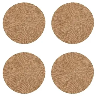 Alnicov Runde Tischsets aus Leinen, geflochten, 18 cm, hitzebeständig, dick, heißer Untersetzer, 4 Stück