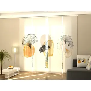 Foto-Schiebegardine Blumen mit goldenen Elementen, Flächenvorhang mit Motiv, auf Maß - 60 X 195