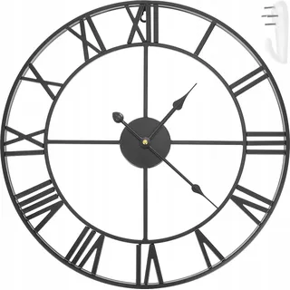 RUHHY 11434 Retro-Wanduhr mit römischen Ziffern schwarz - Schwarz