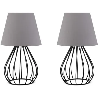 WELL HOME MOBILIARIO & DECORACIÓN Satz von 2 Nachttischlampen 36 cm. grau, Typ E 27 Max 60 W