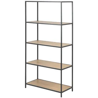 Selsey Krapina - Regal, Bücherregal im Industrial-Style - 5 offene Fächer - 150 cm hoch, Schwarz / Eiche, 77 x 150 x 35, 5903025326467