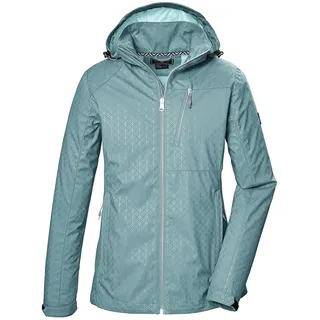 KILLTEC Damen Softshelljacke/Outdoorjacke mit abzippbarer Kapuze KOS 121 WMN SFTSHLL JCKT GRPHIC, aqua, 42, 42852-000