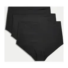 Womens Body by M&S 3er-Pack hoch geschnittene Slips ohne sichtbare Abdrücke mit FlexifitTM - Black, Black, 6