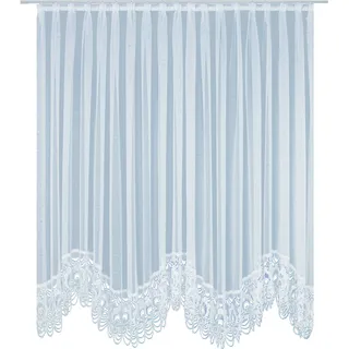Gardine WIRTH "Elena" Gr. 2, weiß, B:450cm H:125cm, Sablé, Polyester, Gardinen, Gardine, veredelt mit echter Plauener Spitze Stickerei, rund
