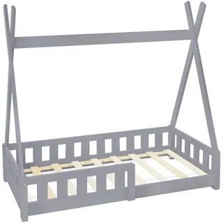 ML-Design Kinderbett Tipi 70 x 140 cm Kiefer massiv grau