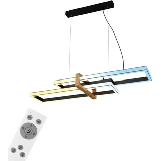 BRILONER – Dimmbare LED Pendelleuchte CCT, Fernbedienung, Nachtlicht und Timer, LED Deckenleuchte, Lampe, Wohnzimmerlampe, Hängelampe, Küchenlampe mit Holz