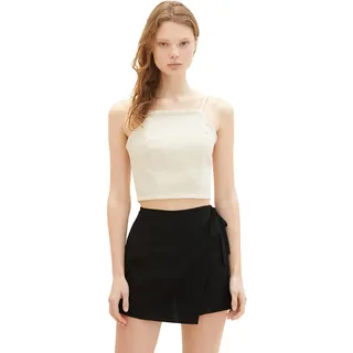 TOM TAILOR Denim Damen 1036594 Leinen Cropped Top, 22569-Unbleached Natural Bull Denim, S