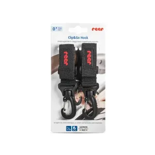 Reer Clip&Go Hook Kinderwagenhaken, für einfache Befestigung von Taschen, schwarz, 84101
