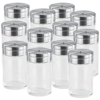 Rosenstein & Söhne Gewürzgläser: 12-teiliges stilvolles Gewürzstreuer-Set aus Glas (Gewürzdosen, Gewürzglas Streuer, Aufbewahrung)