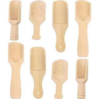 Unyqoos® 8er-Set Mini-Holzlöffel – kleine Küchen- & Teelöffel aus naturbelassenem Holz, für Salz, Gewürze, Tee, Mehl & Kaffee, gratfrei