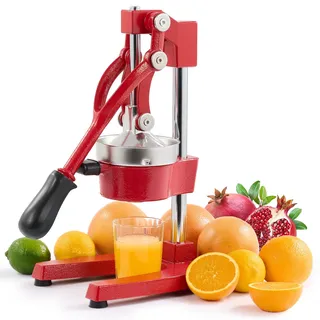 CO-Z Manuelle Saftpresse aus Edelstahl Hand Saftpresse Zitruspresse Orangenpresse Zitronenpresse Obstpresse Fruchtpresse mit Hebel Hand Entsafter (Rot)