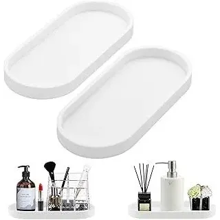 Badezimmer Tablett,2 Stück Deko Tabletts,Dekotablett Schwarz Silikon,Tablett Klein,Schminktisch Ablageschale,Kerzentablett,für Küchenspüle Waschtisch Badewanne Schminktisch (Schwarz)