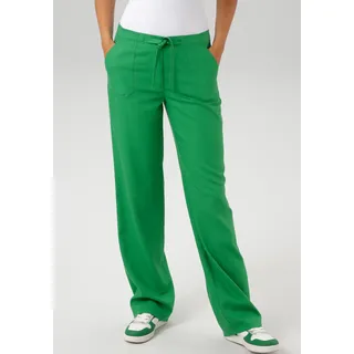 Leinenhose ANISTON CASUAL, Damen, Gr. 44, N-Gr, grün, Web, Obermaterial: 55% Leinen, 45% Viskose, Leinenoptik, unifarben, Basic, figurumspielend lang, Hosen Leinenhose, mit Bindeband, Topseller