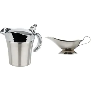 APS 40207 Doppelwandig isolierte Sauciere mit Klappdeckel, 19 x 12,5 x 13 cm, 0,4 ltr & IBILI Sauciere, 230 ml, Edelstahl, Silber, 25 x 10 x 8 cm