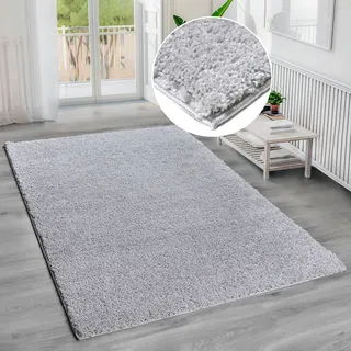 Hochflor-Teppich BRUNO BANANI "Shaggy Soft" Gr. 4, grau (hellgrau), B:160cm H:30mm L:230cm, Kunstfaser, Teppiche, Hochflor-Teppich, gewebt, Uni Farben, besonders weich und kuschelig, Kundenliebling