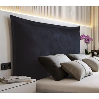 Polsterbett Sofia 200x220 cm mit Bettkasten – Samt Velvet Piano 17 Schwarz, weiches Kopfteil mit Kissenoptik, Luxus Stauraumbett mit VISCO Matratze - Schwarz