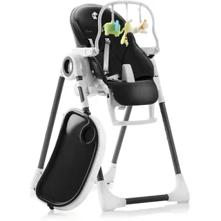 Sweety Fox Hochstuhl Baby mit Liegefunktion - Verstehllbar und Klappbar, Kinderstuhl mit Sicherheitsgurt - Mitwachsender Kinderhochstuhl 6 Monaten bis 3 Jahren, max. 15 kg - Schwarz