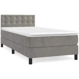 vidaXL Boxspringbett mit Matratze Hellgrau 80x200 cm Samt1537741