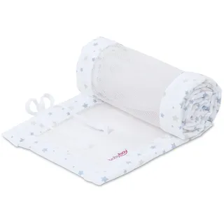 babybay Nestchen Mesh-Piqué / Bettumrandung für Beistellbett / Stoßschutz für Baby Bett, passend für Modell Maxi, Boxspring, Comfort und Comfort Plus, weiß Sternemix sand/azurblau