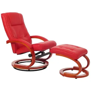 MCW Relaxsessel Aprilia Kunstleder 66 x 93 x 89 cm Rot mit Hocker