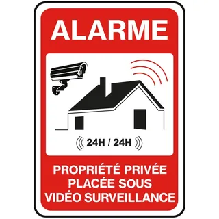 Vinyl-Aufkleber, wasserfest, UV-Schutz, selbstklebend, laminiert, laminiert, wasserfest und UV-beständig, Privateigentum unter Alarm, Videoüberwachung, 24 Stunden / 24 Stunden – H 30 x B 21 cm