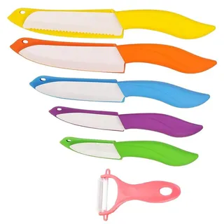 Astylway Keramikmesser Set 6-teilige Keramikmesser gefärbt mit Abdeckung Küchenmesser Set beinhaltet Schäler 3-Zoll-Paring Messer Brotmesser 6-Zoll kleines Kochmesser