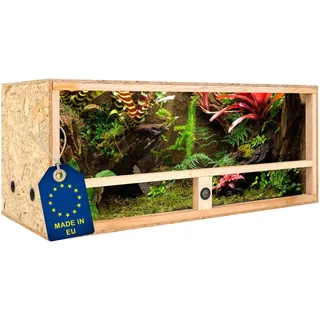 ITA Holz Terrarium 120x50x50 cm mit Seitenbelüftung & Integriertem Hygrometer - Holzterrarium aus OSB-3 Platten - Terrarien für Reptilien, Schlangen, Amphibien - EU Produkt, FSC Zertifiziert