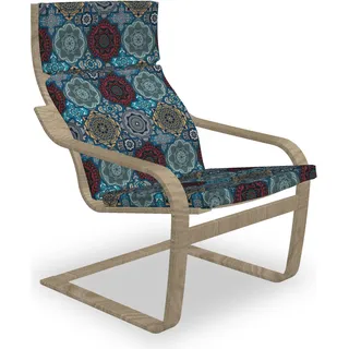ABAKUHAUS marokkanisch Poäng Sessel Polster, Retro Ottoman, Sitzkissen mit Stuhlkissen mit Hakenschlaufe und Reißverschluss, Sand Braun Blau und Ruby - Blau