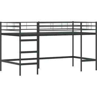 vidaXL Kinderloftbett Uni Schwarz 90 x 200 cm Stahl - Schwarz