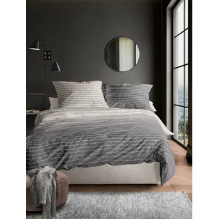 IRISETTE Meran 8789 Gestreift Feinbiber Grau 135 x 200 cm + 80 x 80 cm