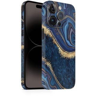 TF Skins Skin passend für das iPhone 14 Pro Skin/Schutzfolie für die Rückseite und Seiten in edler Optik inkl. Kameraschutz Schutz vor Kratzern (Luxury Blue)