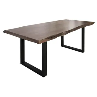 MASSIVMOEBEL24.DE Baumtisch Akazie 220x100x77 grau lackiert / U-Beine anthrazit matt FREEFORM 5 - Grau
