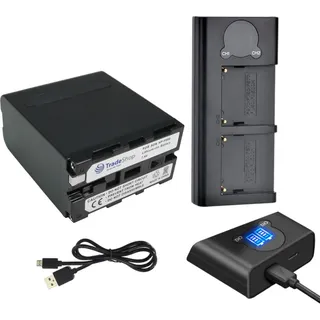 Trade-Shop 2in1 Set: Akku 10,4Ah + USB-C Dual LCD Ladegerät Ladestation für Sony CCD-TRV101(E) CCD-TRV119 CCD-TRV201 CCD-TRV210E CCD-TRV215 CCD-TRV300