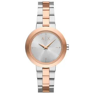 Armani Exchange Watch for Women, Quartz Movement and 36mm Case Size with Stainless Steel, Leather or Silicone Strap Silber und Roségoldtöne,36MM