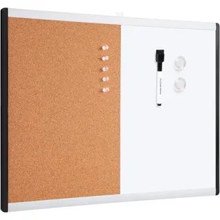Amazon Basics Rechteckig Magnetisches Whiteboard, Doppel-Pinnwand, Kunststoff / Aluminiumrahmen, trocken abwischbar, 58 x 43 cm, Weiß, Gelb
